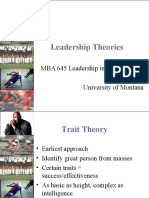 Leadership Theories: MBA 645 Leadership in Organizations Jeff Shay University of Montana