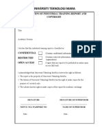 Declaration of Industrial Training Report and Copyright PDF