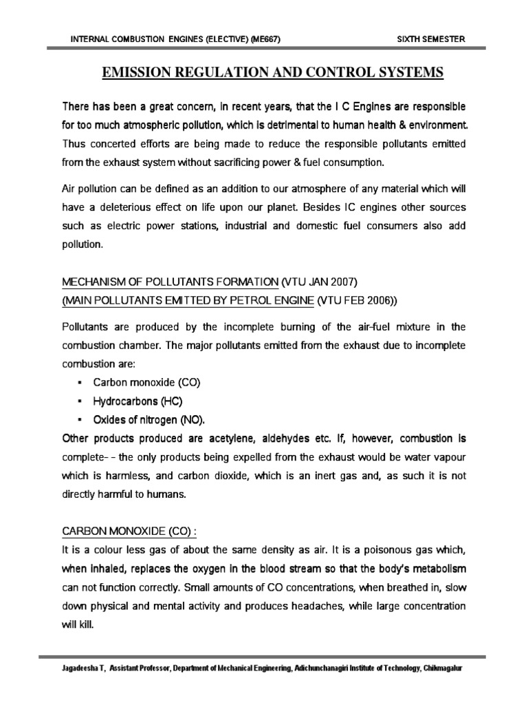 Emission And Its Control Pdf Pdf Exhaust Gas Combustion