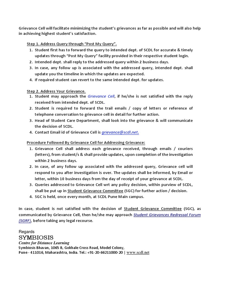 Grievance Cell | PDF