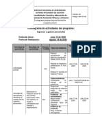 Cronograma de Actividades - Ingresos y Gastos Personales PDF