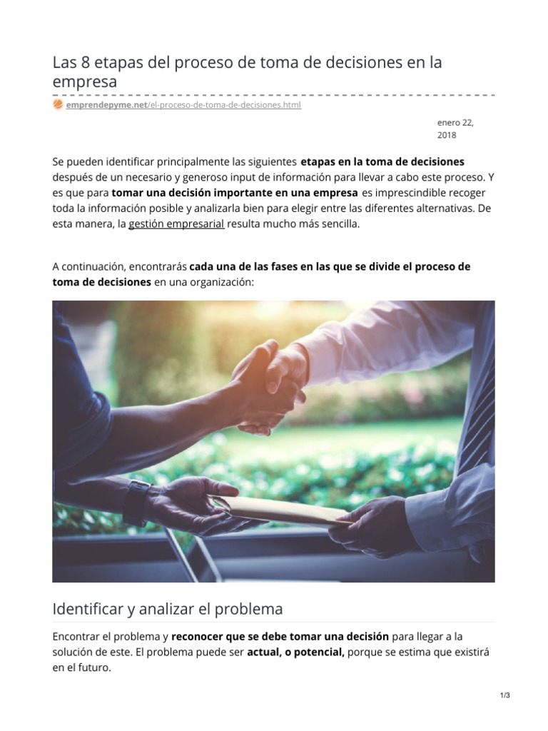 Las 8 Etapas Del Proceso de Toma de Decisiones en La Empresa | PDF ...
