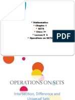 Mathematics Sets Class 7 Lesson # 5 Operations On SETS