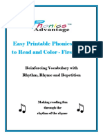 Easy Printable Phonics Poems To Read and Color - First Grade