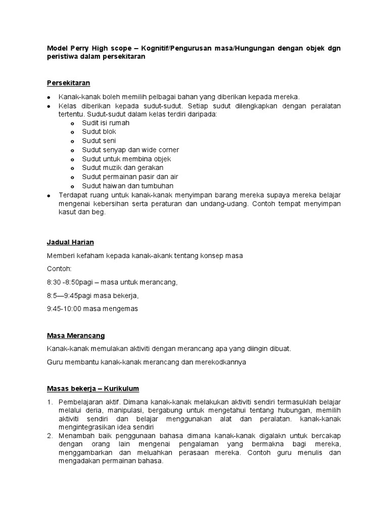 Model Pembelajaran High Scope | PDF