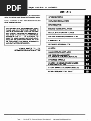 Honda 2hp Service Pdf Carburetor Ignition System