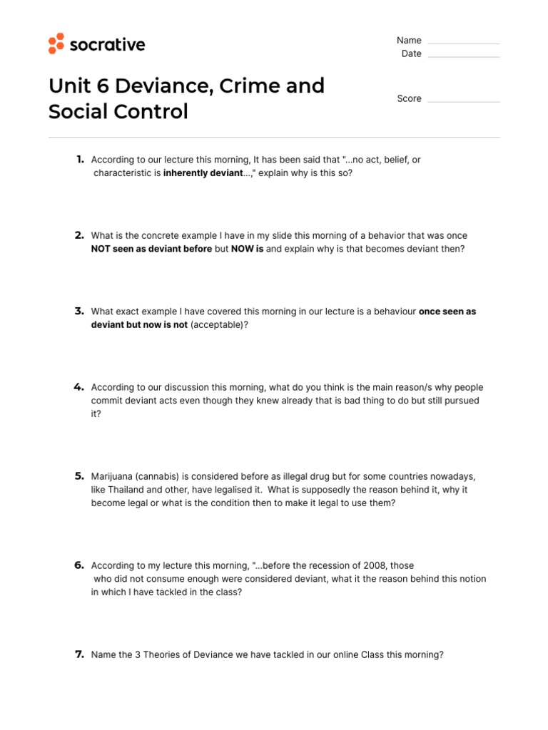 Understanding Deviance and Social Control | PDF | Deviance (Sociology ...