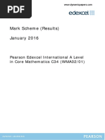 Mark Scheme (Results) January 2016: Pearson Edexcel International A Level in Core Mathematics C34 (WMA02/01)