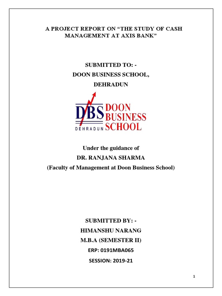 Cash Management Study at Axis Bank | PDF | Financial Services | Economies
