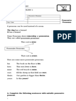 Students' Possessive Pronouns Worksheet