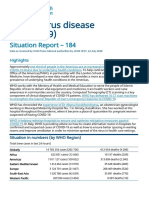 Coronavirus Disease (COVID-19) : Situation Report - 184