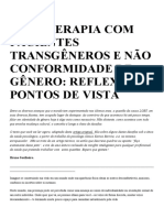 PSICOTERAPIA COM PACIENTES TRANSGÊNEROS E NÃO CONFORMIDADE DE GÊNERO