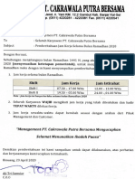 Internal Memo Jam Kerja PT Cakrawala Putra Bersama Selama Bulan Ramadhan PDF
