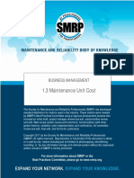 SMRP Metric 1.3 Maintenance Unit Cost