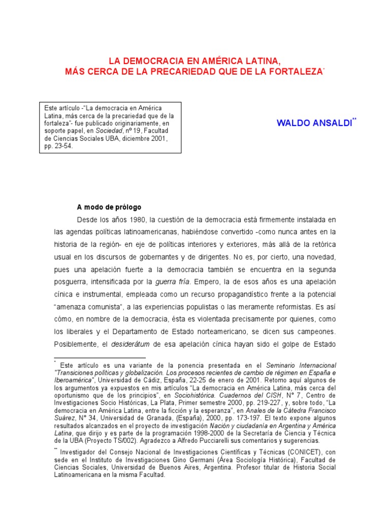 Democracia - en - America Latina PDF | PDF | Democracia | Ideologías ...