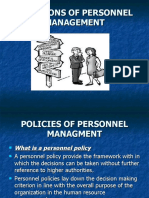 Policies of Personnel Managment