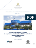 Informe de La Evaluación Al Sistema de Adquisiciones y Contrataciones Públicas de Honduras Basada en La Metodología Ocde/Cad