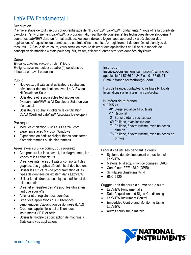 LabVIEW Fondamental 1 : Introduction | PDF | Programmation informatique ...