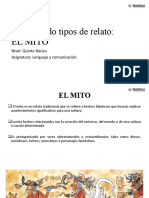 Conociendo Tipos de Relato: El Mito: Nivel: Quinto Básico Asignatura: Lenguaje y Comunicación