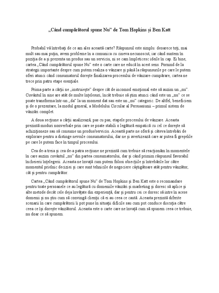 Când Cumpărătorul Spune Nu | PDF