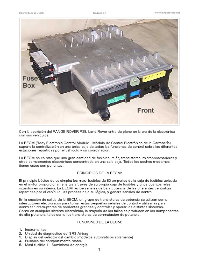 Desmitificando la BECM del Range Rover P38 | PDF | Relé | Electrónica