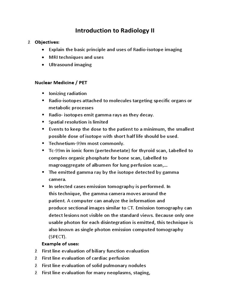 Introduction To Radiology II | PDF | Magnetic Resonance Imaging ...