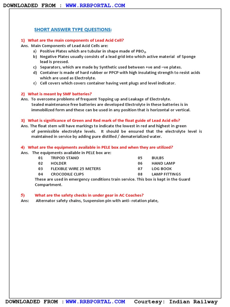 RRB Jobs Question Bank Junior Engineer Ac Short Answer Type Question ...