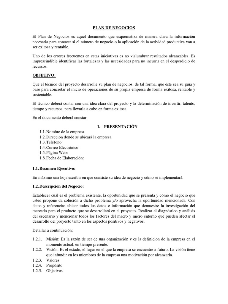 Guía Completa para un Plan de Negocios | PDF | Marketing | Mercado ...