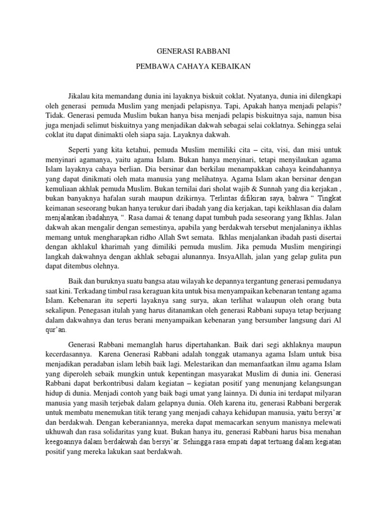 Generasi Rabbani: Pemuda Pembawa Dakwah | PDF