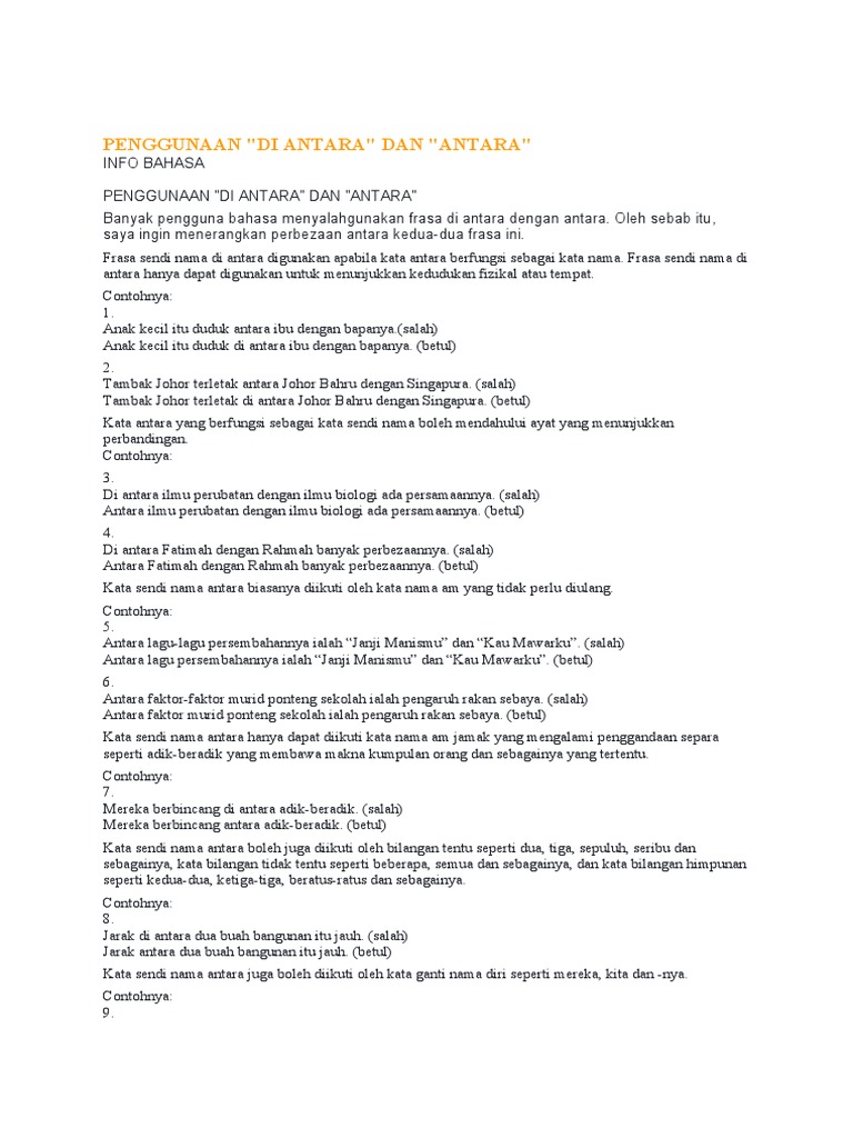 Penggunaan Di Antara Dan Antara Pdf