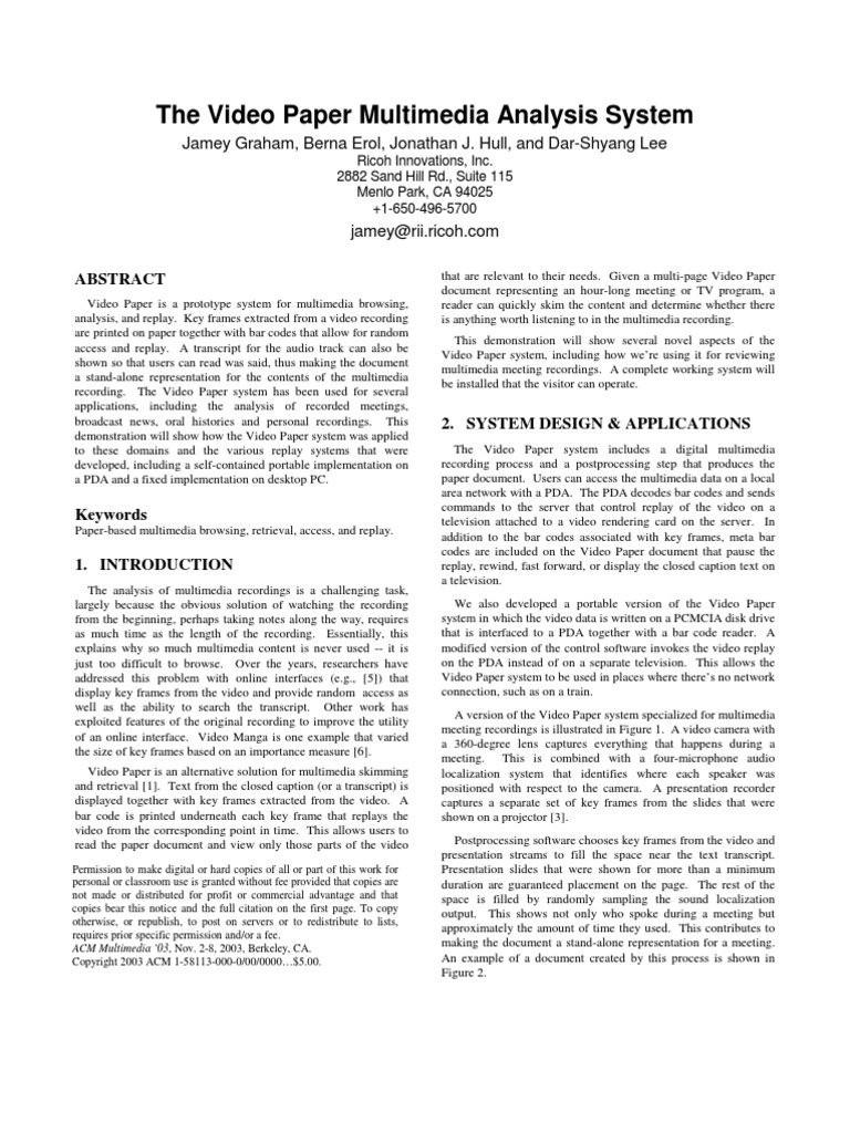Video Paper Demo | PDF | Video | Multimedia