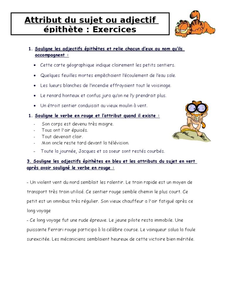 Exercice En Ligne Attribut Du Sujet Attributs Ou Epithetes | PDF | Grand Prix automobile | Championnats  mondiaux de sport automobile