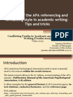 The Use of The APA Referencing and Formatting Style in Academic Writing, Tips and Tricks