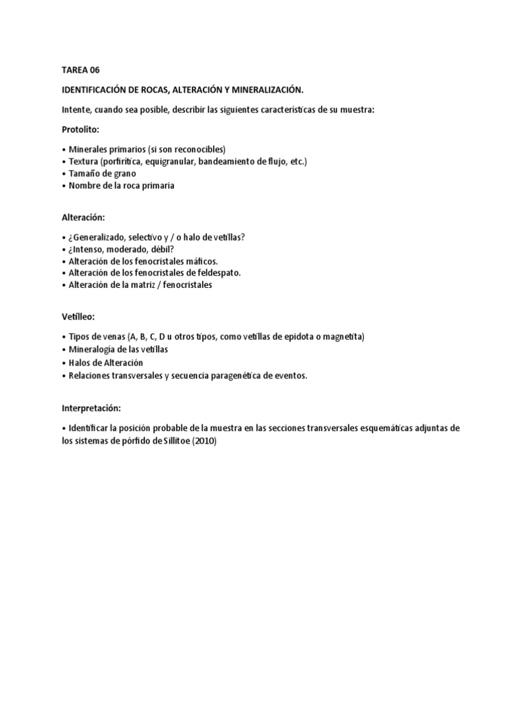 Tarea 06 - 748245730 | PDF | Compuestos químicos | Minerales