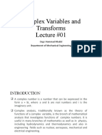 Complex Variables and Transforms Lecture #01: Engr. Hammad Khalid Department of Mechanical Engineering