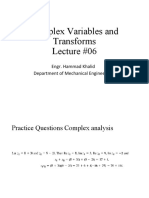 Complex Variables and Transforms Lecture #06: Engr. Hammad Khalid Department of Mechanical Engineering