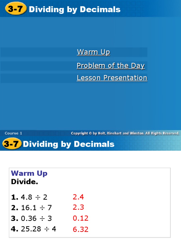 Dividing Decimal NUmbers PDF | PDF | Division (Mathematics) | Algebra