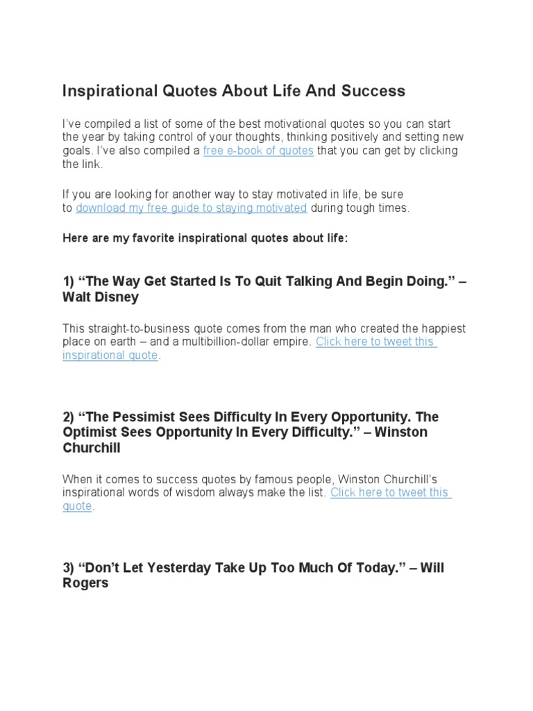 Inspirational Quotes About Life and Success | PDF | Optimism