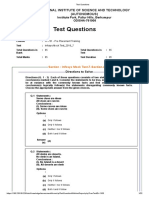 Test Questions: National Institute of Science and Technology (Autonomous)