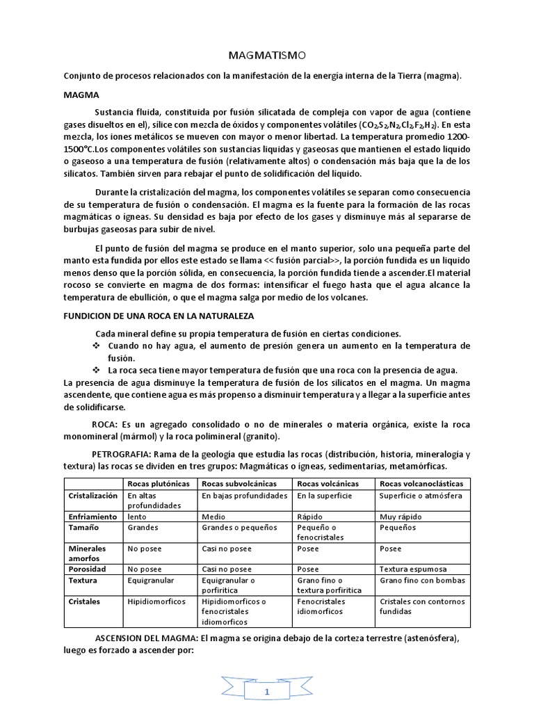 Procesos del Magmatismo y Formación de Rocas | PDF | Magma | Roca ...