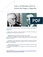 Diferencias y similitudes entre la Teoría Evolutiva de Piaget y Vygotsky