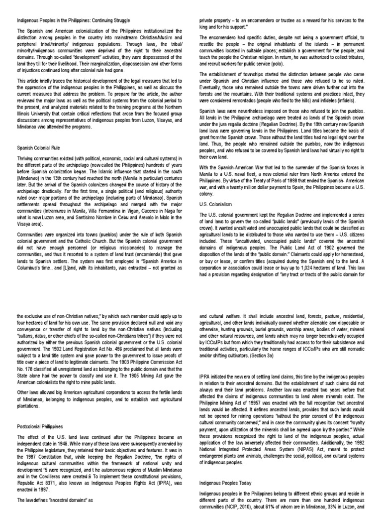 Indigenous Peoples' Struggles in the Philippines | PDF | Philippines