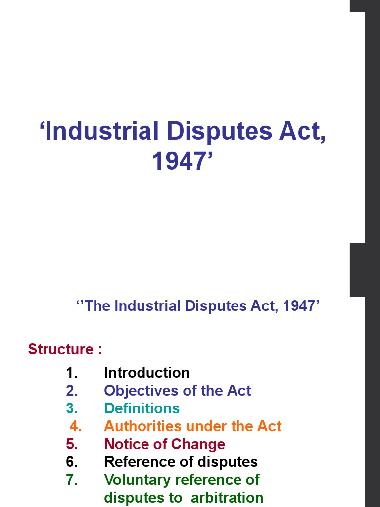 Industrial Disputes Act, 1947 Updated PDF Tribunal Layoff