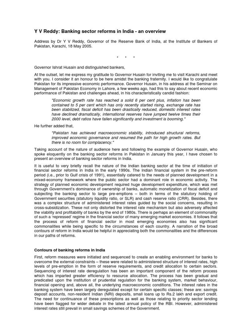 Indian Banking Reforms Overview | PDF | Basel Ii | Reserve Bank Of India