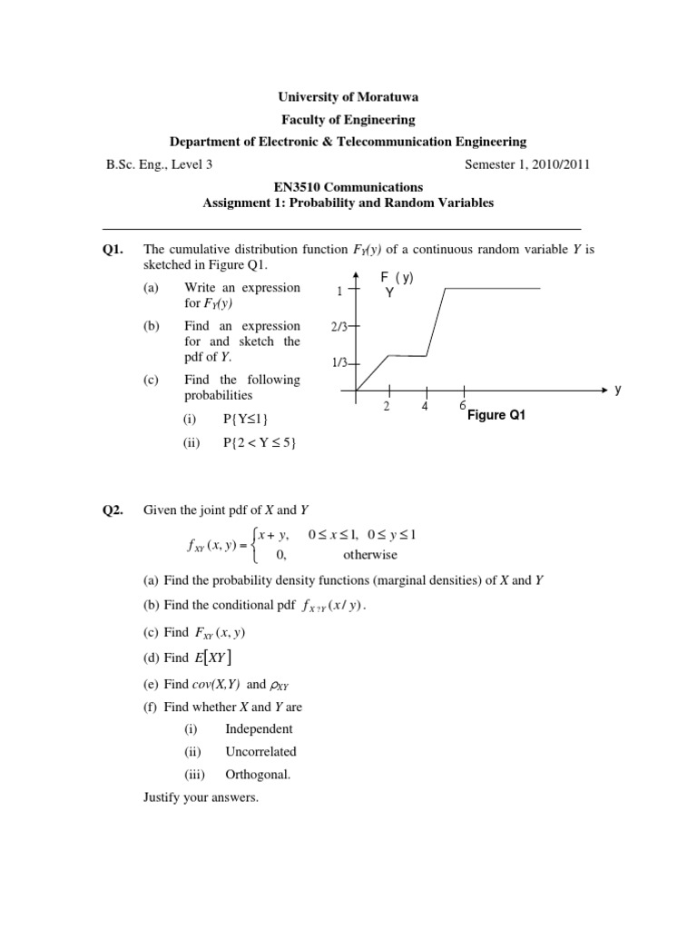 EN3510 Assignment1 2010 PDF Probability Density Function Measure