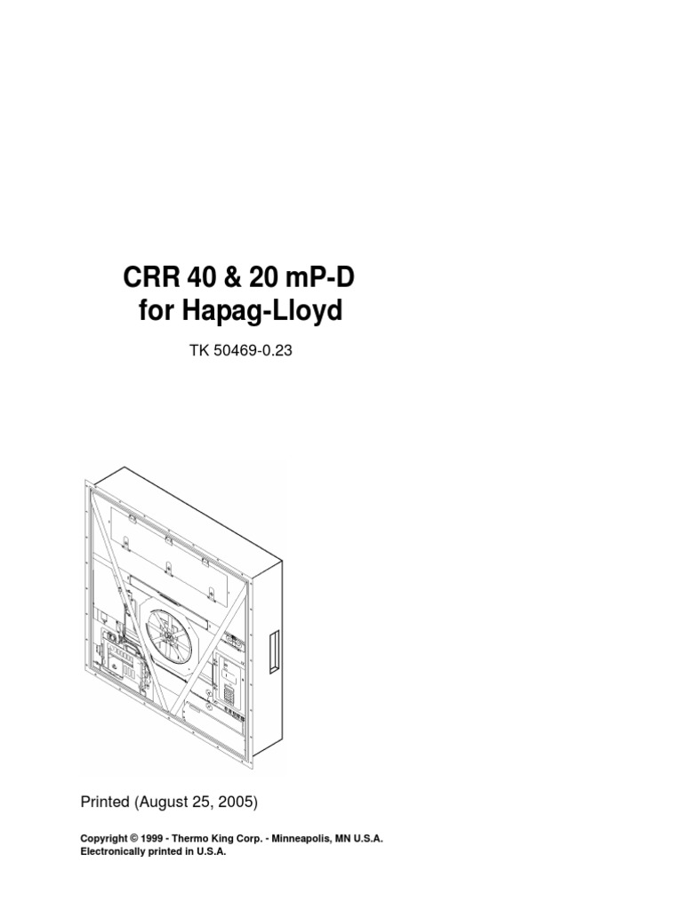 Thermo King Parts Manual CRR 40 and 20 MPD For HapagLloyd (504694PM