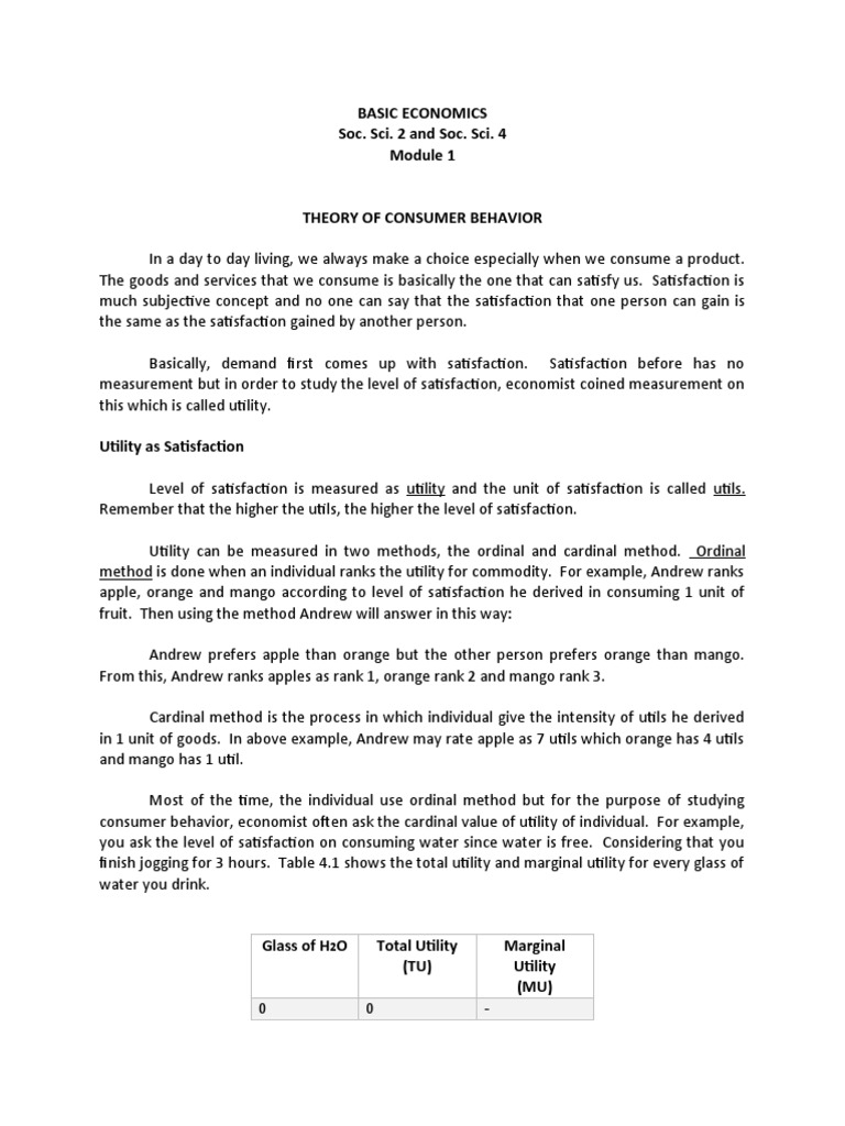 Module 1 | PDF | Utility | Consumer Behaviour