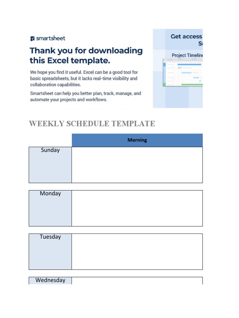 Weekly Schedule Template for Excel | PDF | Computers