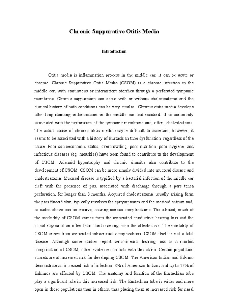 Understanding Chronic Suppurative Otitis Media | PDF | Ear | Otology