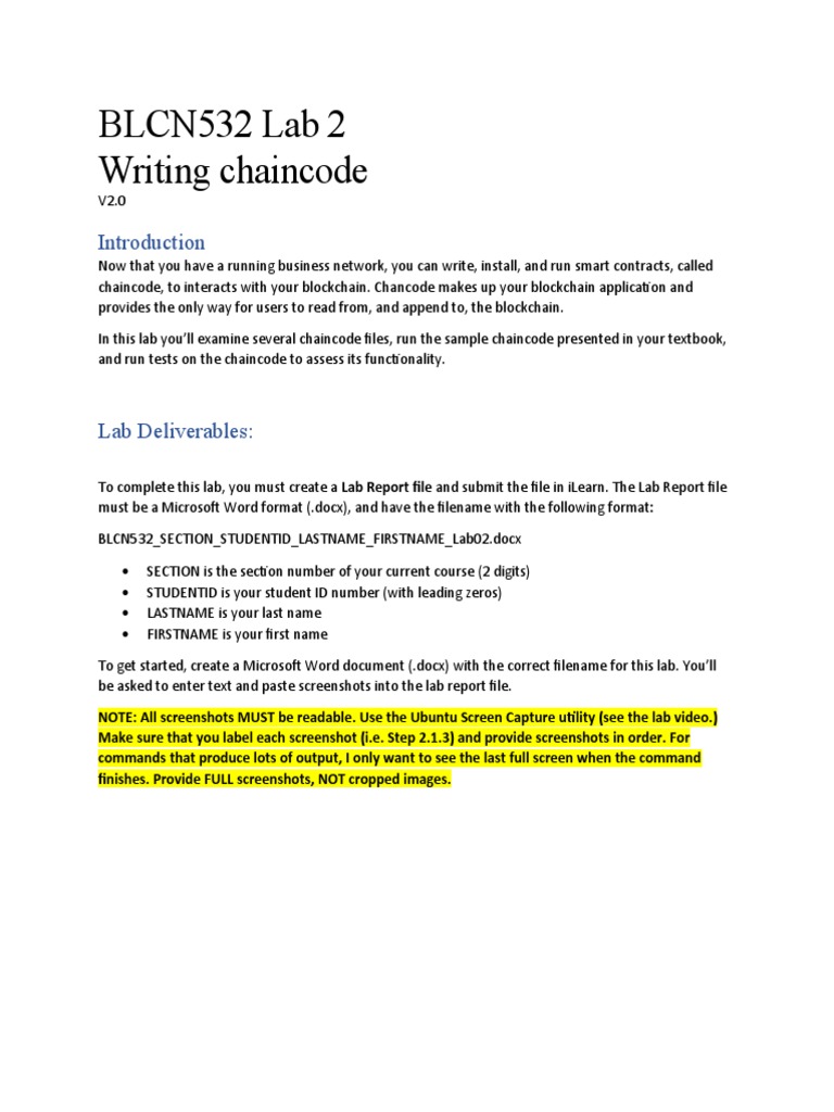 Blockchain Chaincode Lab Guide | PDF | Screenshot | Computer File